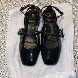 Zara Black Patent Leather Heels